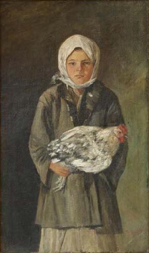 Ion Andreescu Girl holding a chicken